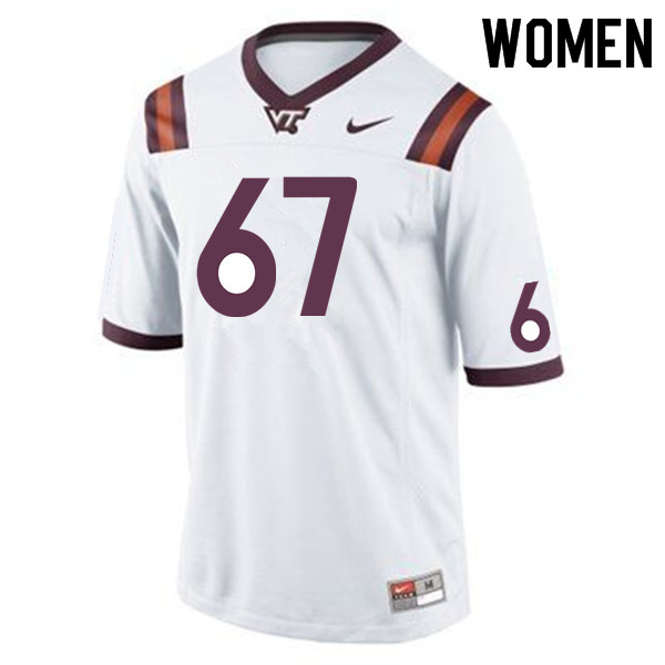 Women #67 Noah Sage Virginia Tech Hokies College Football Jerseys Sale-White - Click Image to Close